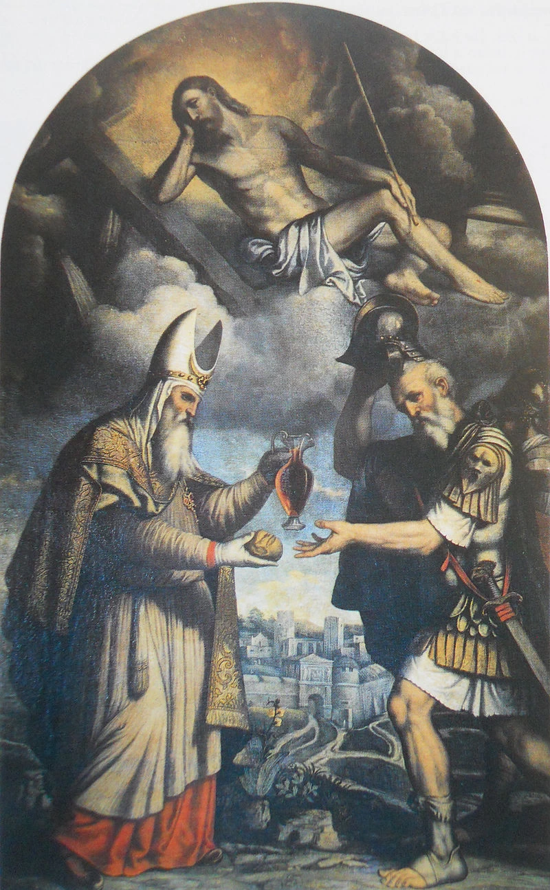 192-Alessandro Bonvicino-Moretto-Melchisedec offre pane e vino al patriarca Abramo-Chiesa di San Clemente-Brescia 
